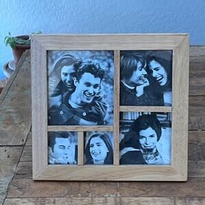 Burnes of Boston Collage 5 Photo Frame Wood Rustic 8.5 x 9" Minimal Modern